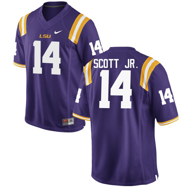Men LSU Tigers #14 Lindsey Scott Jr. College Football Jerseys Game-Purple